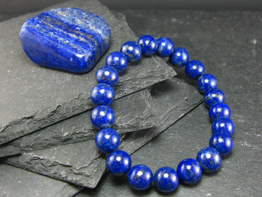Lapis Lazuli Lazurite Genuine Bracelet ~ 7 Inches ~ 10mm Round Beads