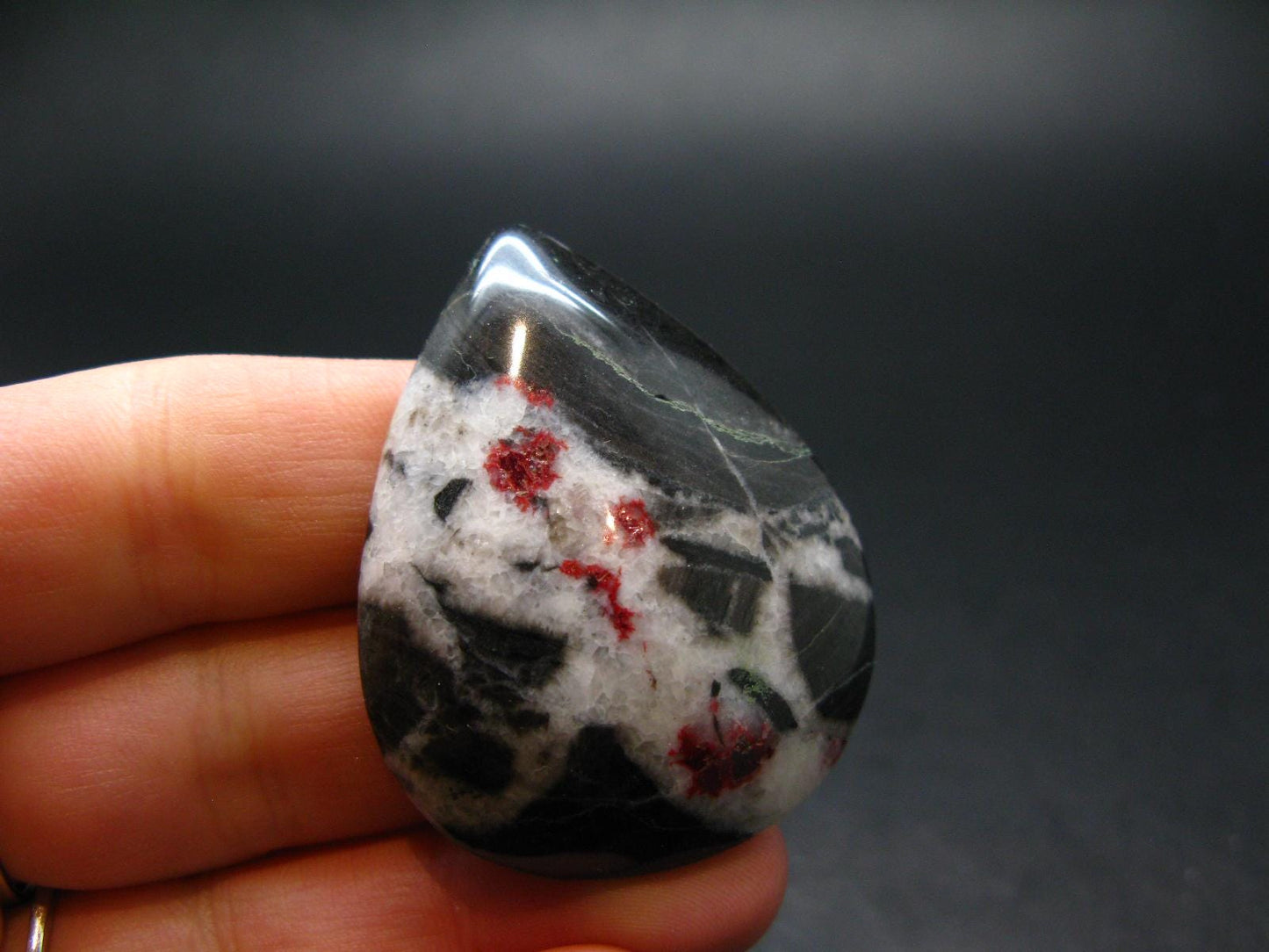 Cinnabar in Dolomite Cabochon from China - 16.52 Grams - 43 x 34 mm