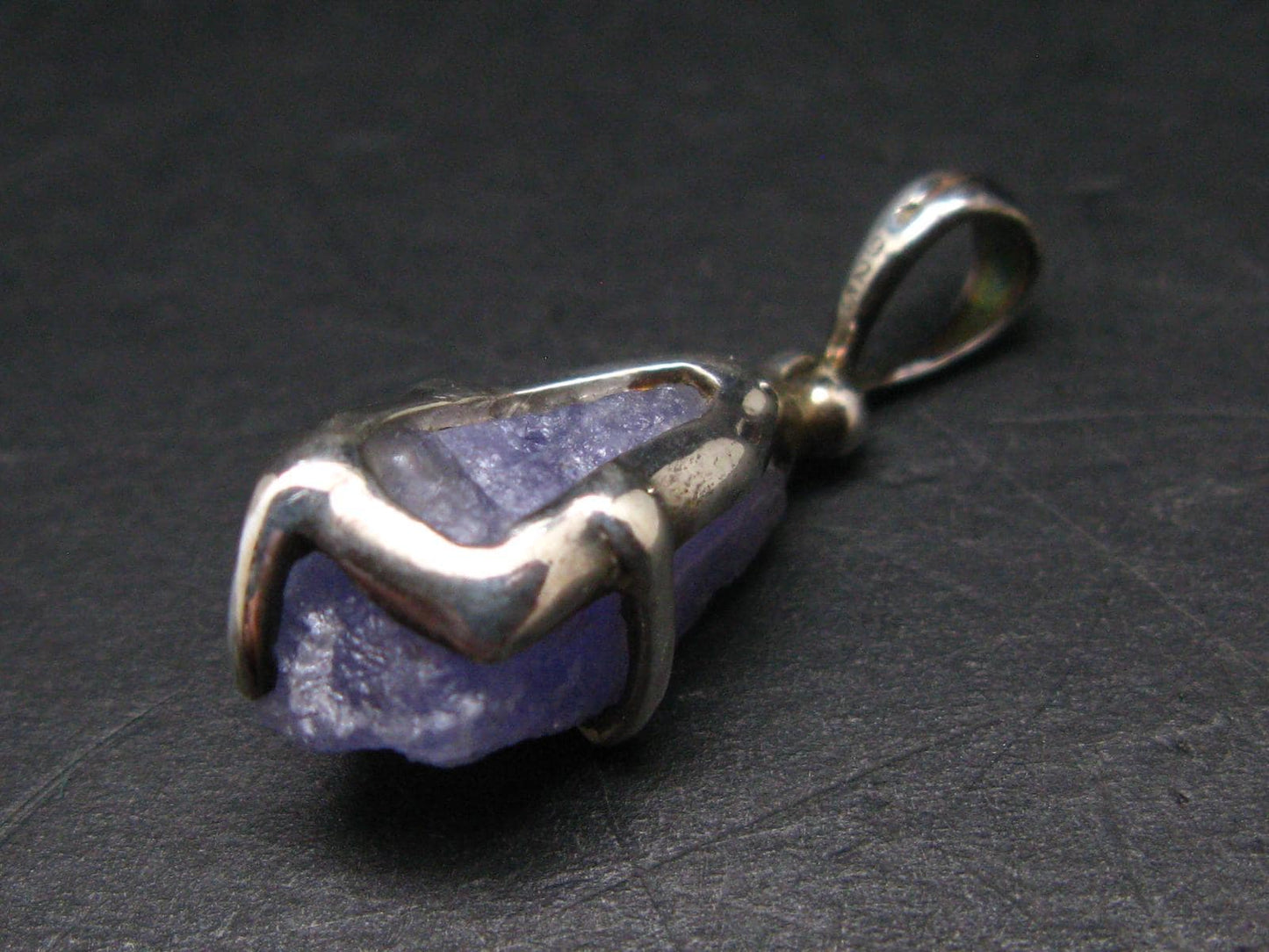 Rare Raw Hackmanite Silver Pendant from Afghanistan - 0.8" - 3.0 Grams