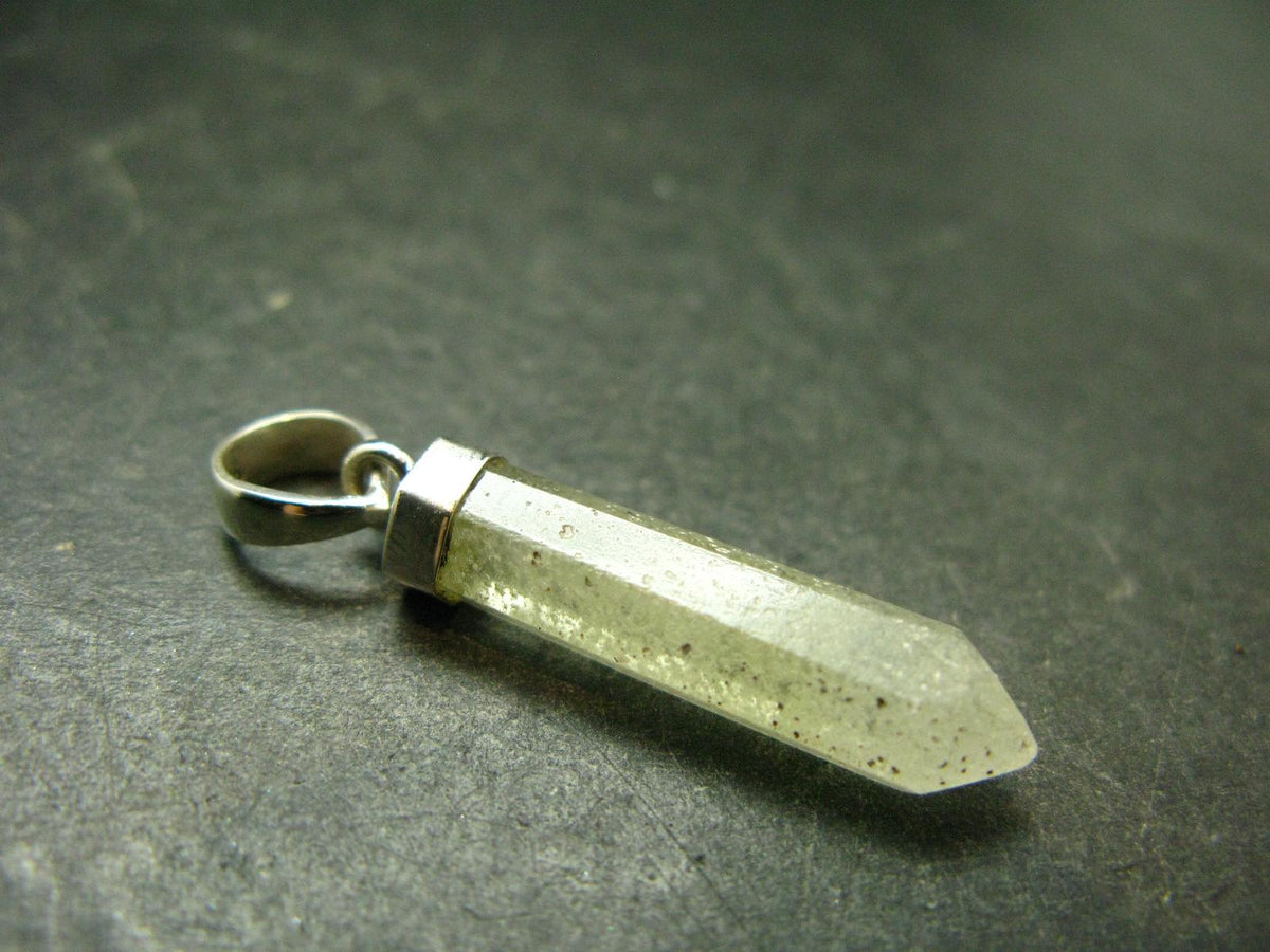 Gem Libyan Desert Glass Tektite Pendant Sterling Silver from Libya - 1.5" - 2.55 Grams