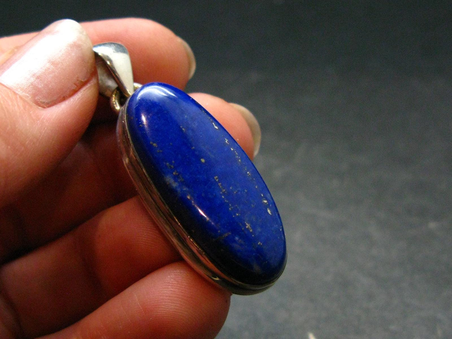 Lapis Lazuli Silver Pendant From Afghanistan - 1.6" - 8.47 Grams