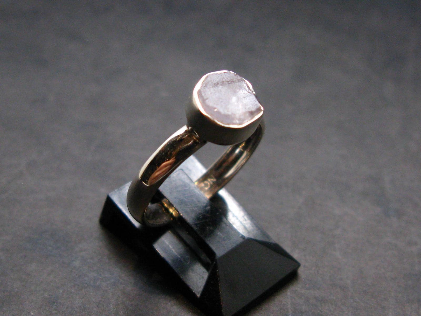 Gray Herderite Silver Ring from Africa - Size 7 - 1.84 Grams
