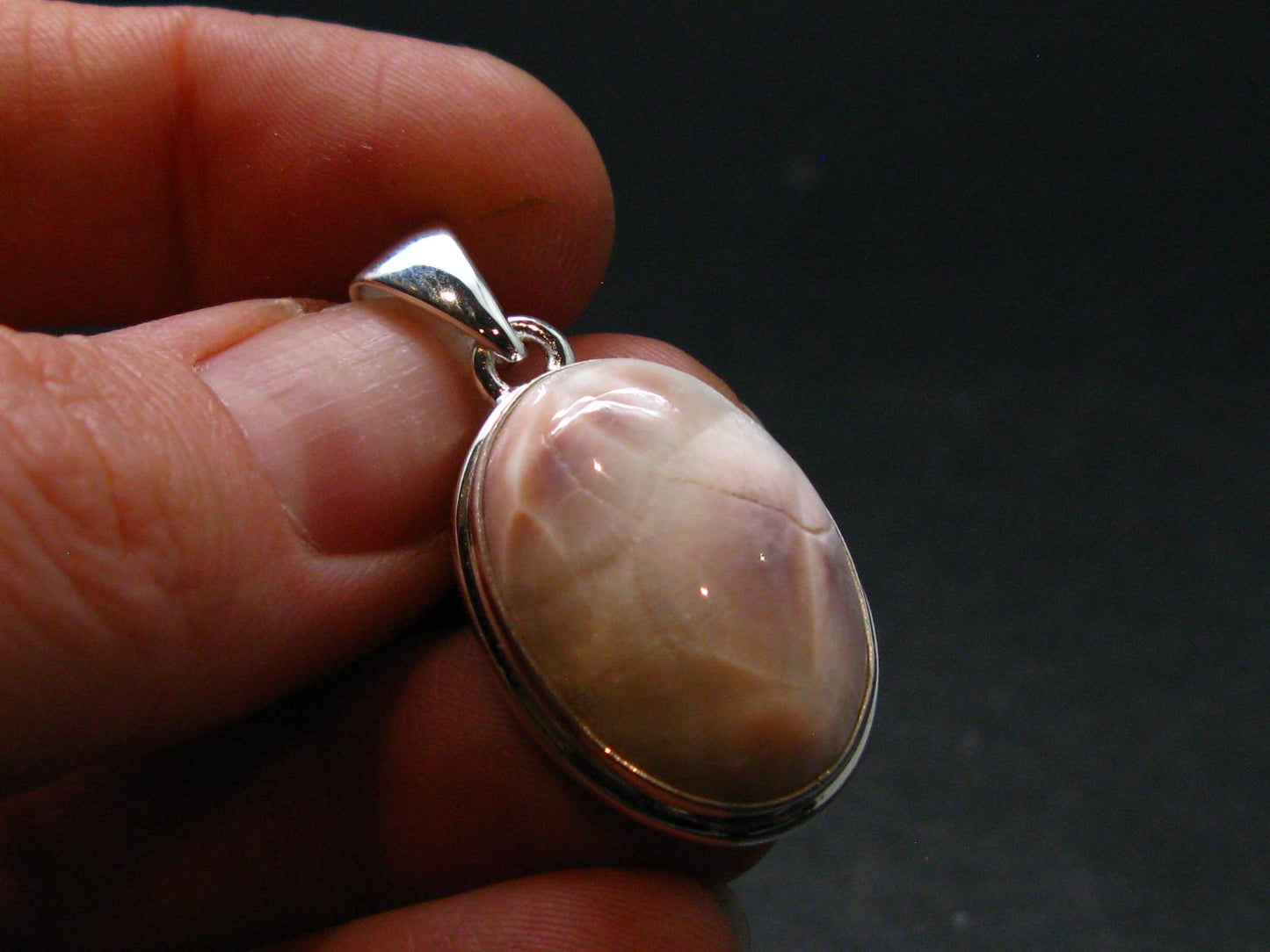 Natrolite Silver Plated Pendant Necklace From Indonesia - 1.3" - 4.81 Grams