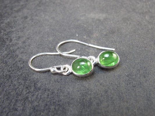 Tsavorite Gem Green Garnet Sterling Silver Earrings from Tanzania - 1.58 Grams