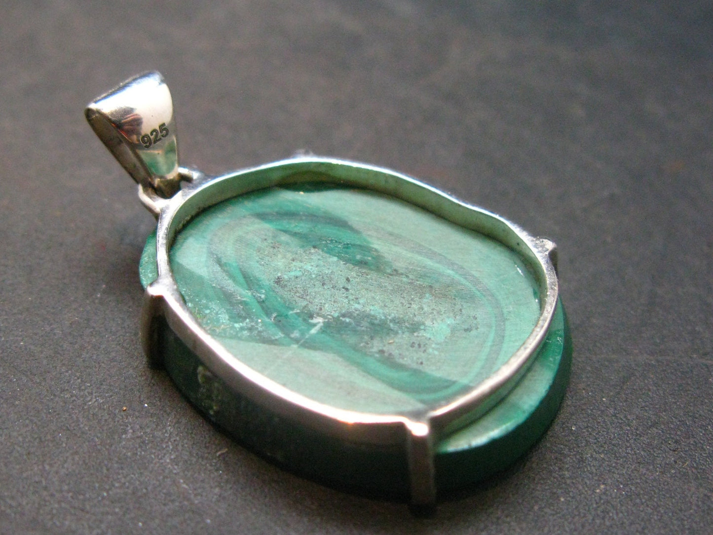 Malachite Sterling Silver Pendant - 1.5" - 39.26 Grams