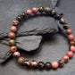 Rhodonite Genuine Bracelet ~ 7 Inches ~ 6mm Round Beads