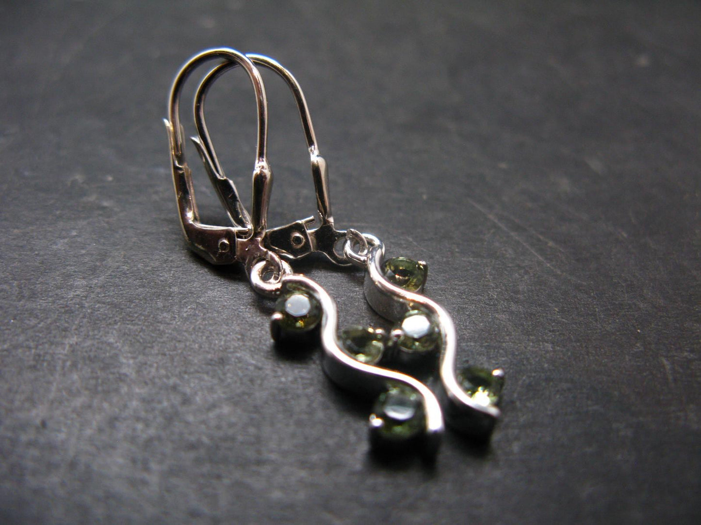 Moldavite Tektite Silver Earrings from Czech Republic - 2.68 Grams