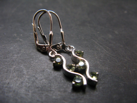 Moldavite Tektite Silver Earrings from Czech Republic - 2.68 Grams