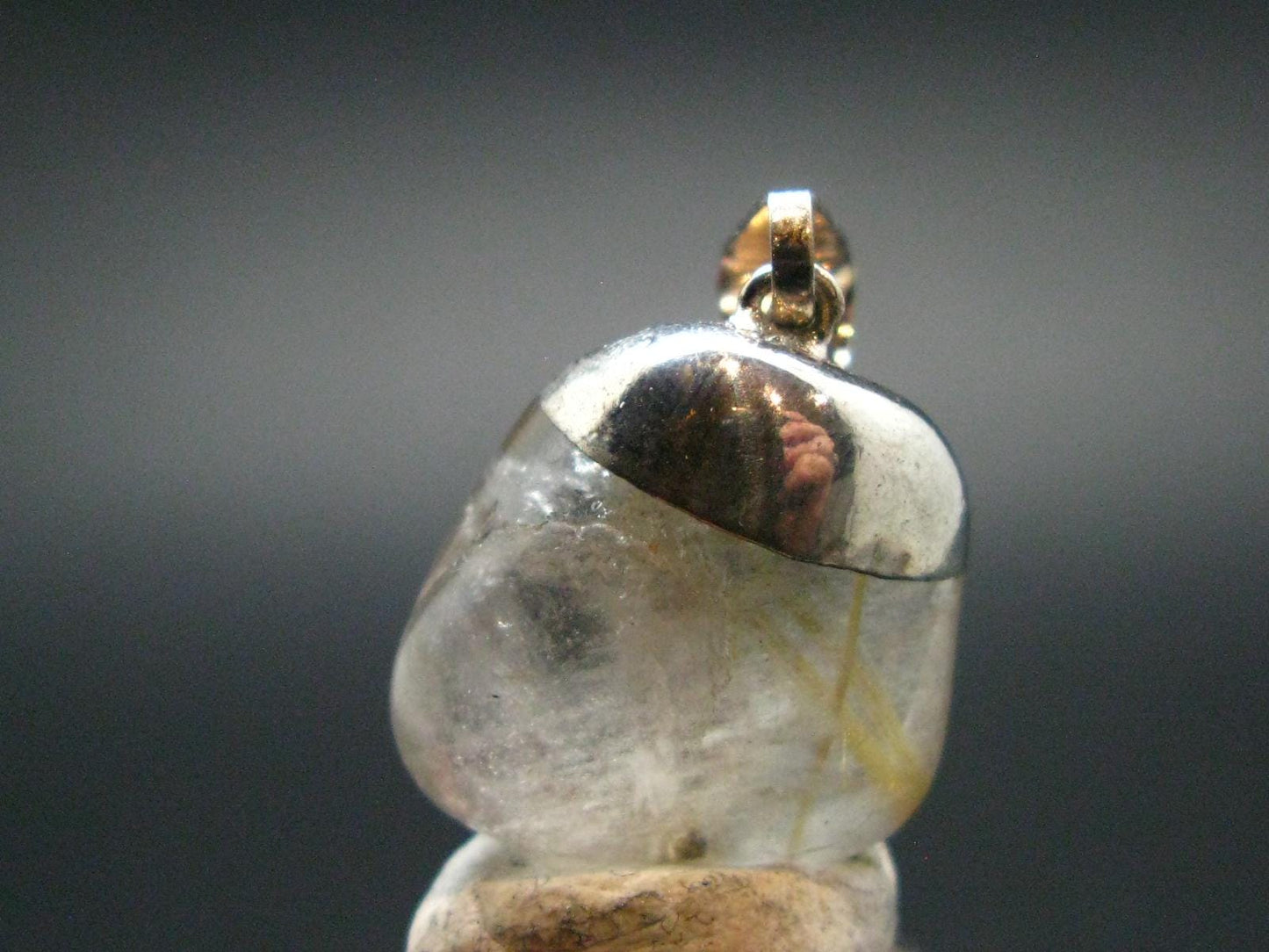 Rutilated Quartz Silver Pendant From Brazil - 1.0"