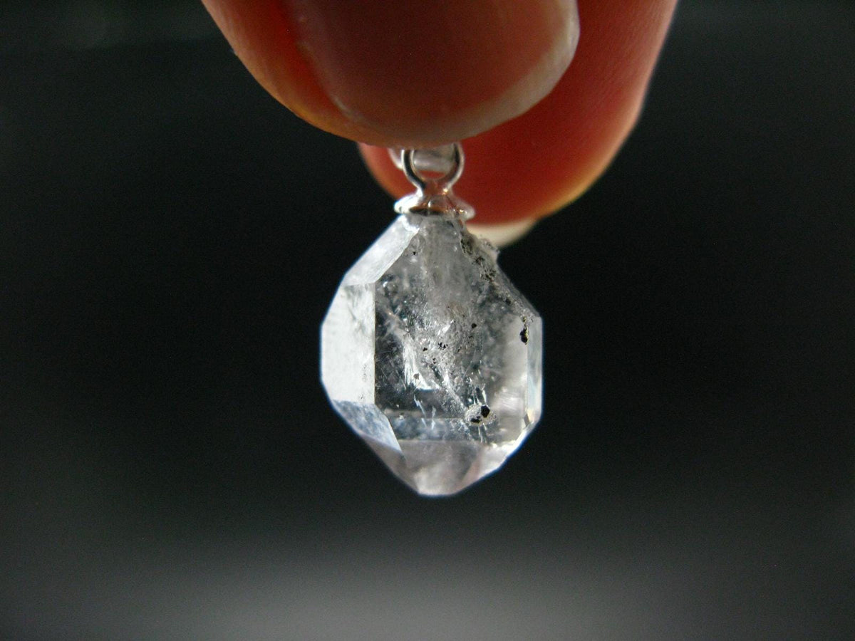 Fine Natural Herkimer Diamond Silver Pendant From New York - 0.8" - 1.31 Grams