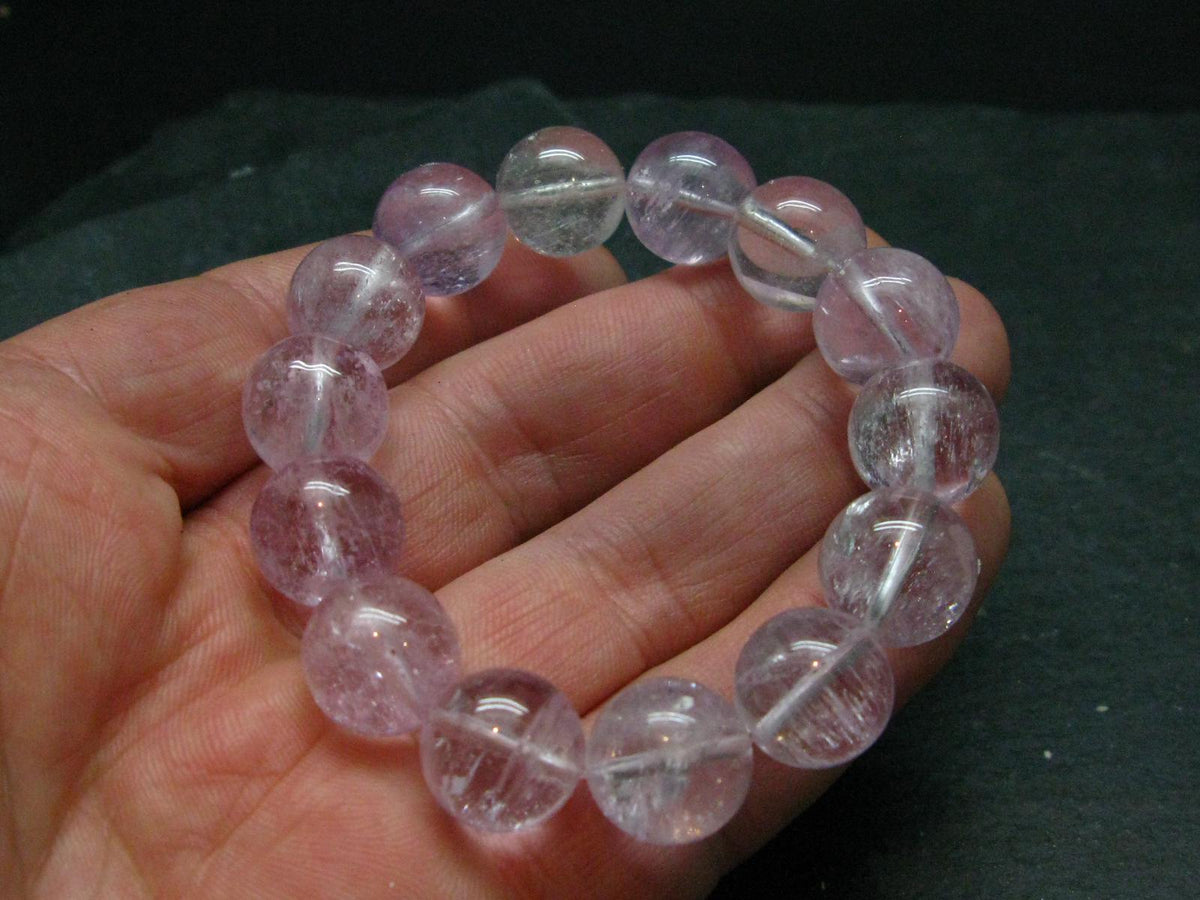 AAA Kunzite Spodumene Genuine Bracelet ~ 7 Inches ~ 14mm Round Beads
