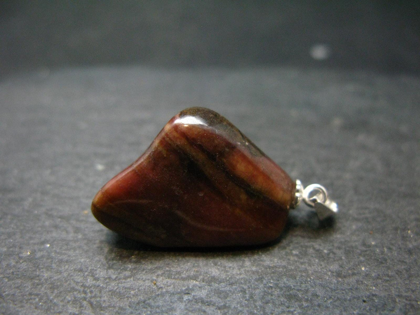 Rare Tumbled Brownish Pink Bustamite Silver Pendant with Attractive Pattern From South Africa - 1.2" - 7.88 Grams