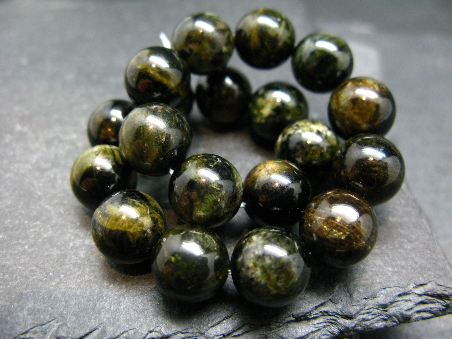 Green Gem Tourmaline Genuine Bracelet ~ 7 Inches ~ 10mm Round Beads