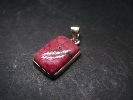 Rare Pink Tugtupite Sterling Silver Pendant From Greenland - 1.1" - 3.64 Grams
