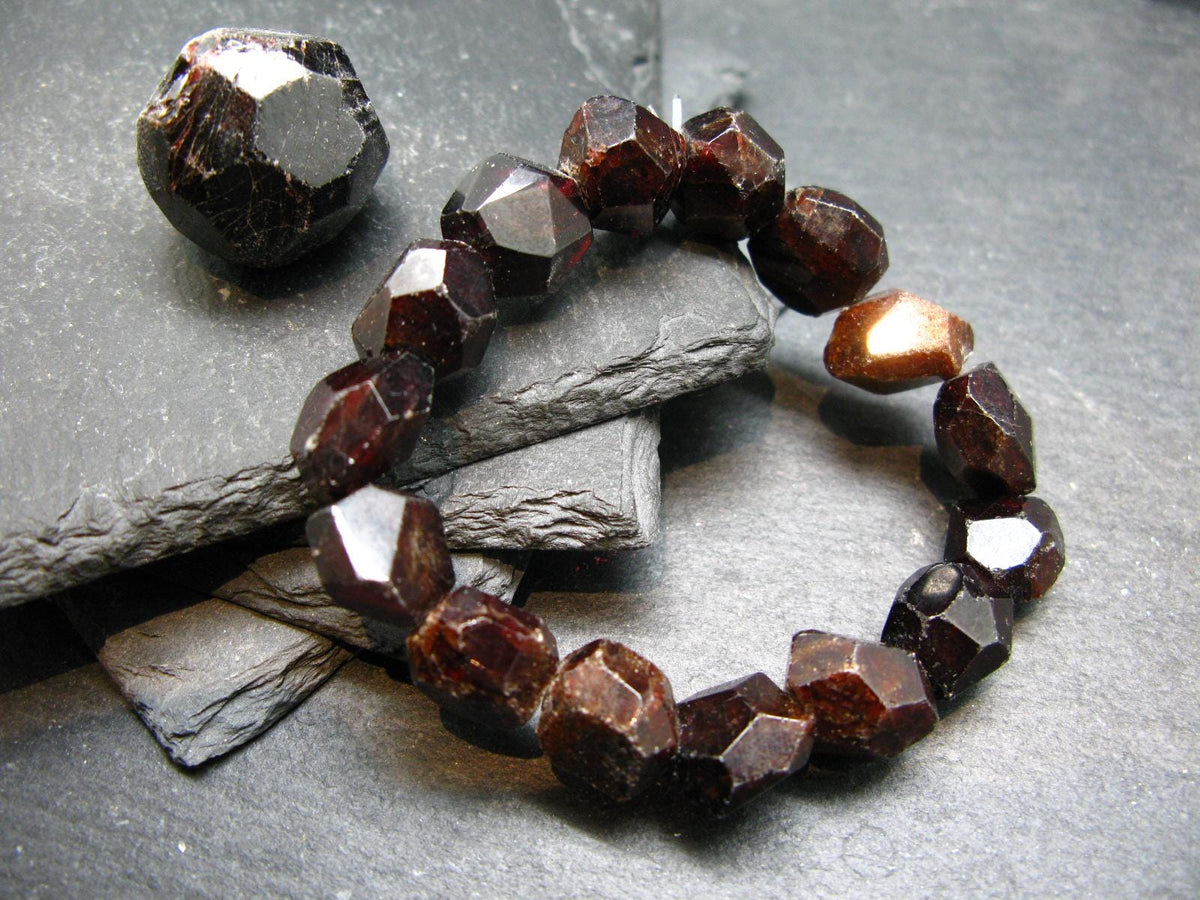 Garnet Almandine Genuine Bracelet ~ 7 Inches ~ 12mm Facetted Beads