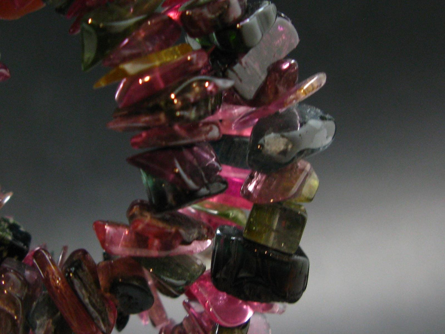 Watermelon Tourmaline Crystal Silver Necklace from Brazil - 18" - 63.81 Grams