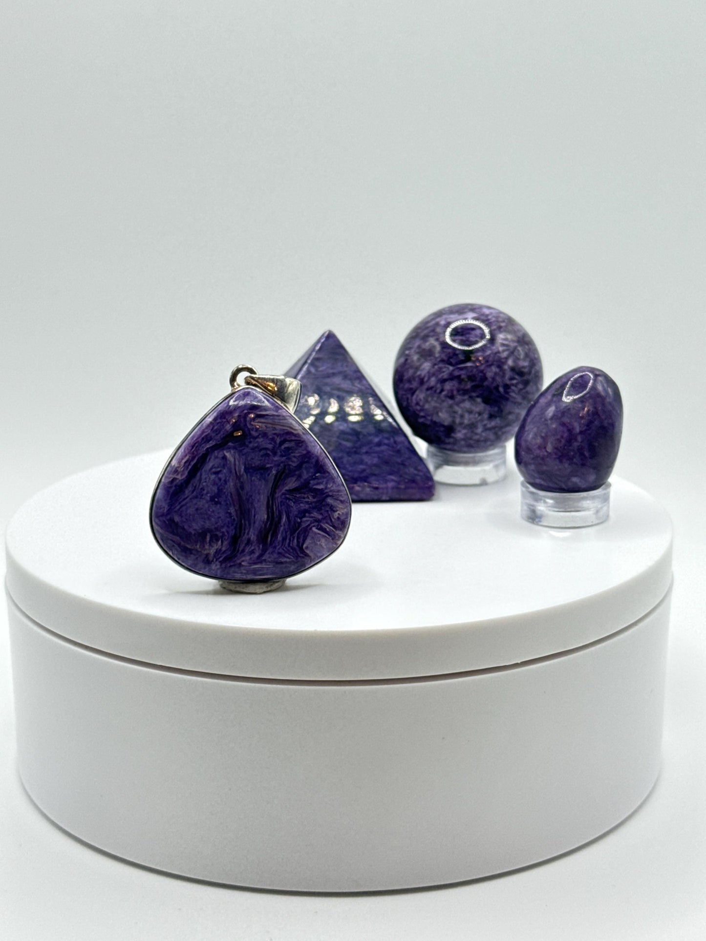 Charoite Sterling Silver Pendant – Teardrop Shape - 11.41 Grams