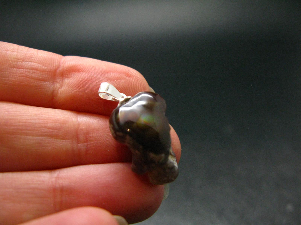 Fire Agate Silver Pendant From Mexico - 1.0" - 3.0 Grams