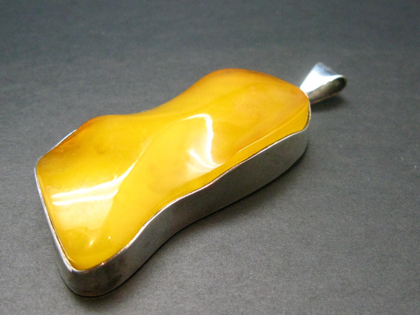 Natural Baltic Amber 925 Silver Pendant - 3.1"