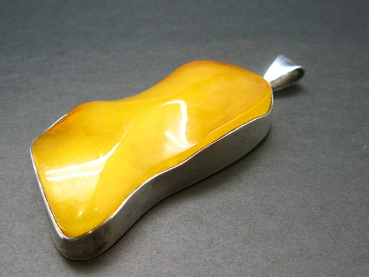 Natural Baltic Amber 925 Silver Pendant - 3.1"