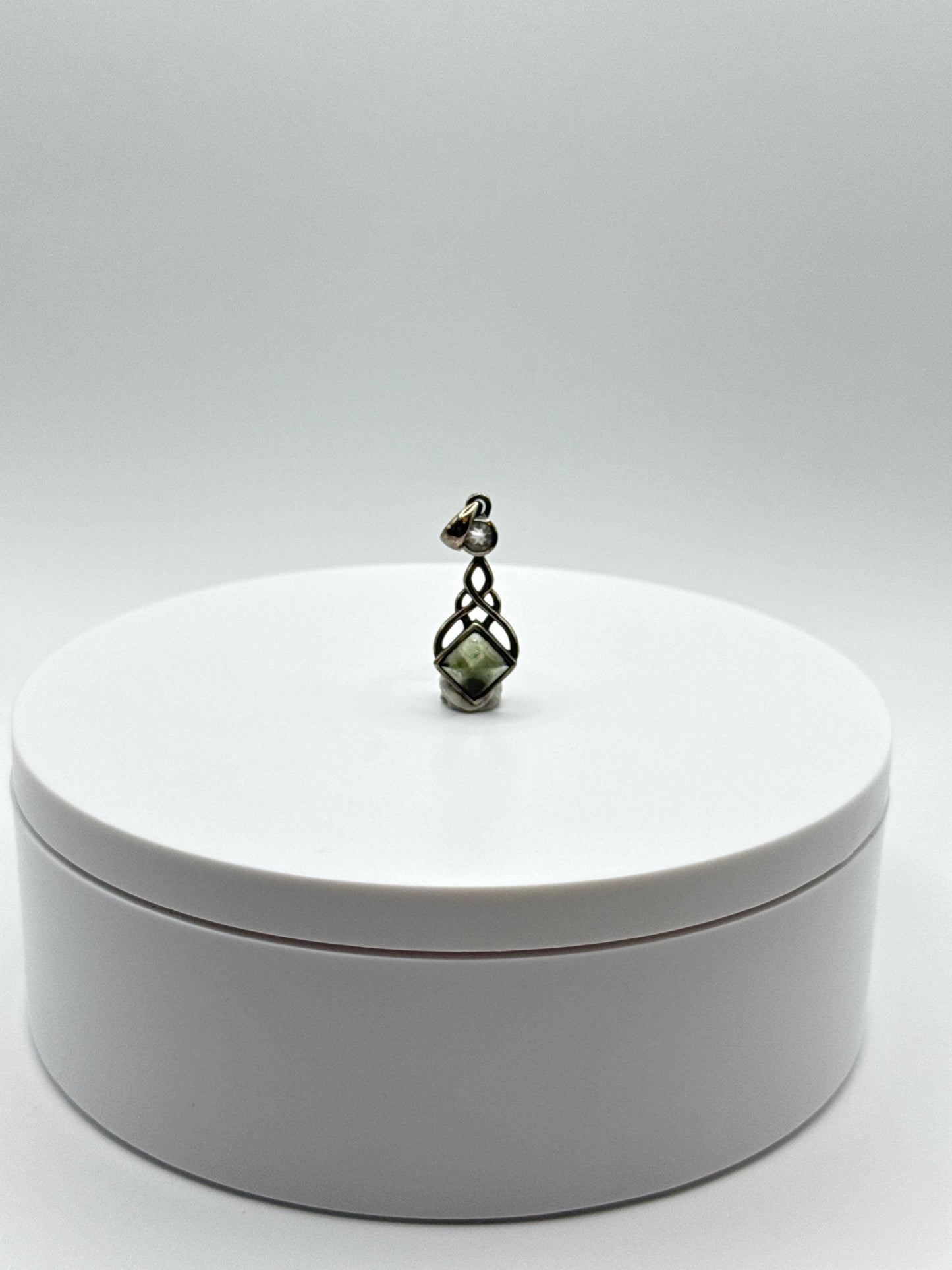 Moldavite Sterling Silver Celtic Knot Pendant - 2.55 Grams