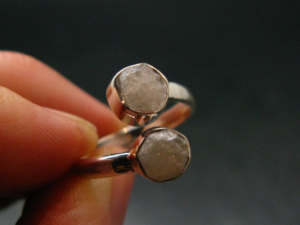 Very Rare White Cryolite 925 Silver Ring from Greenland - Size 7 - 2.38 Grams