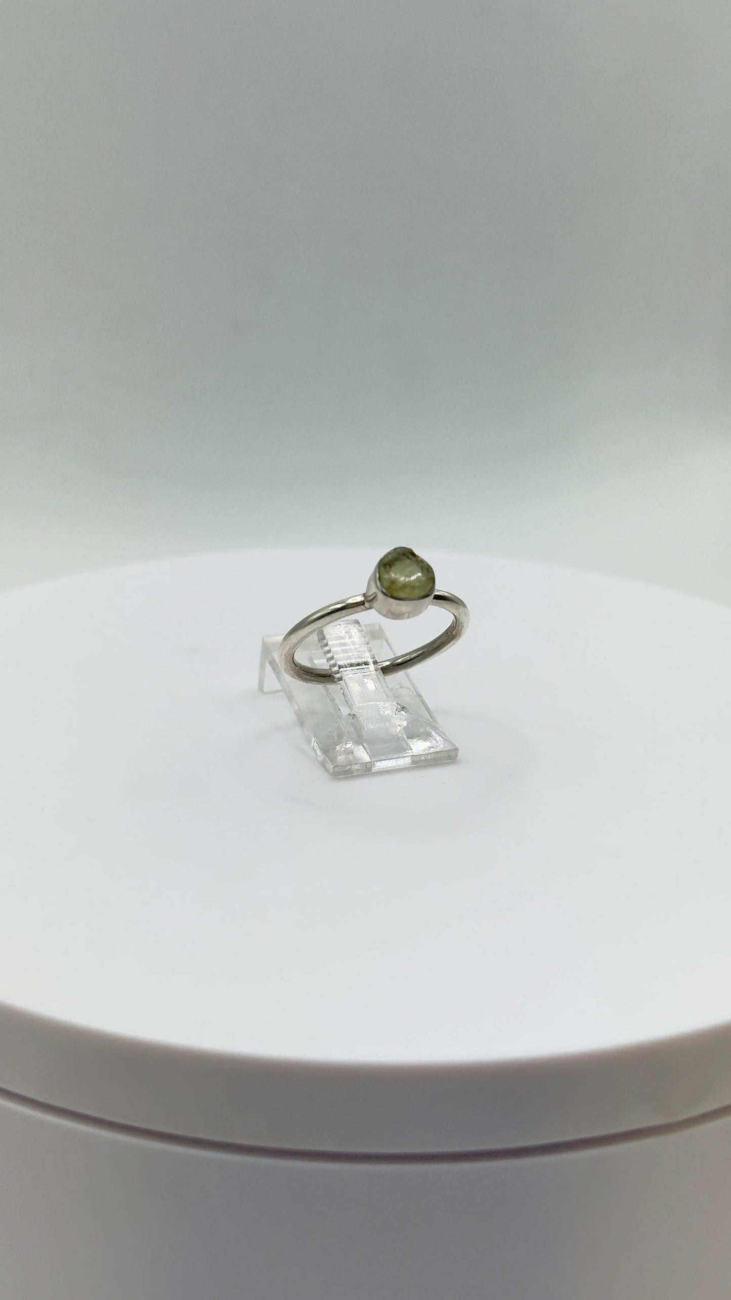 Chrysoberyl Raw Stone Ring Gemstone Silver Minimalist Jewelry Natural Crystal Gift - Sizes: 6, 7, 8