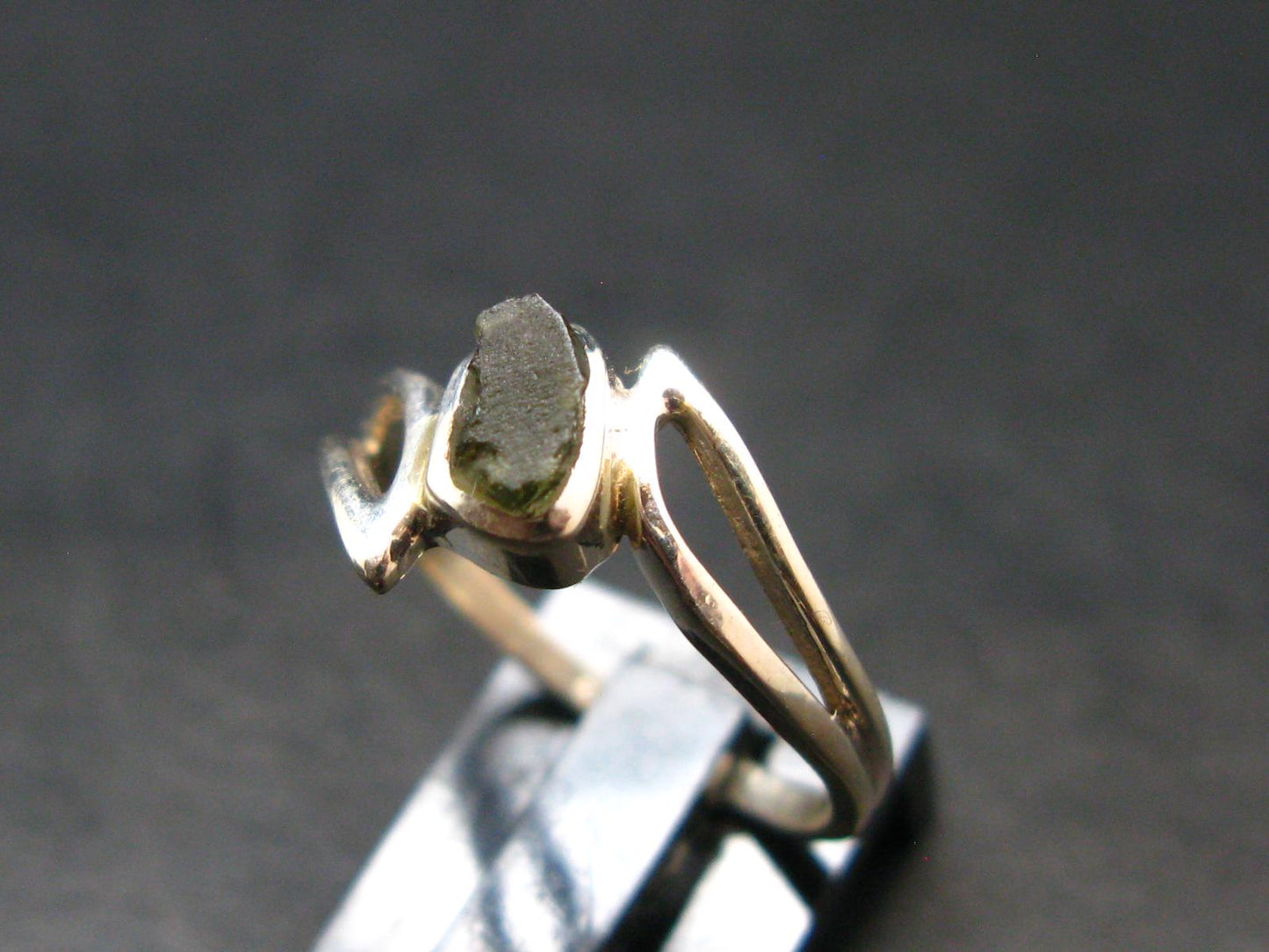 Moldavite Tektite Silver Ring from Czech Republic - 6.25 Size - 1.47 Grams