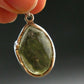 Moldavite Tektite Silver Clover Pendant from Czech Republic - 1.4" - 5.59 Grams
