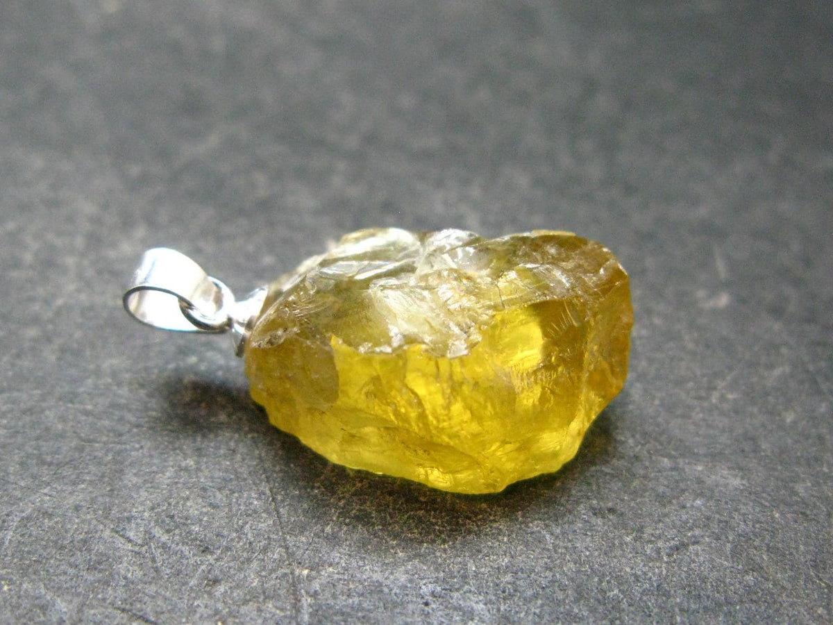 Heliodor (Yellow Beryl) Crystal Silver Pendant From Brazil - 1.0" - 3.09 Grams
