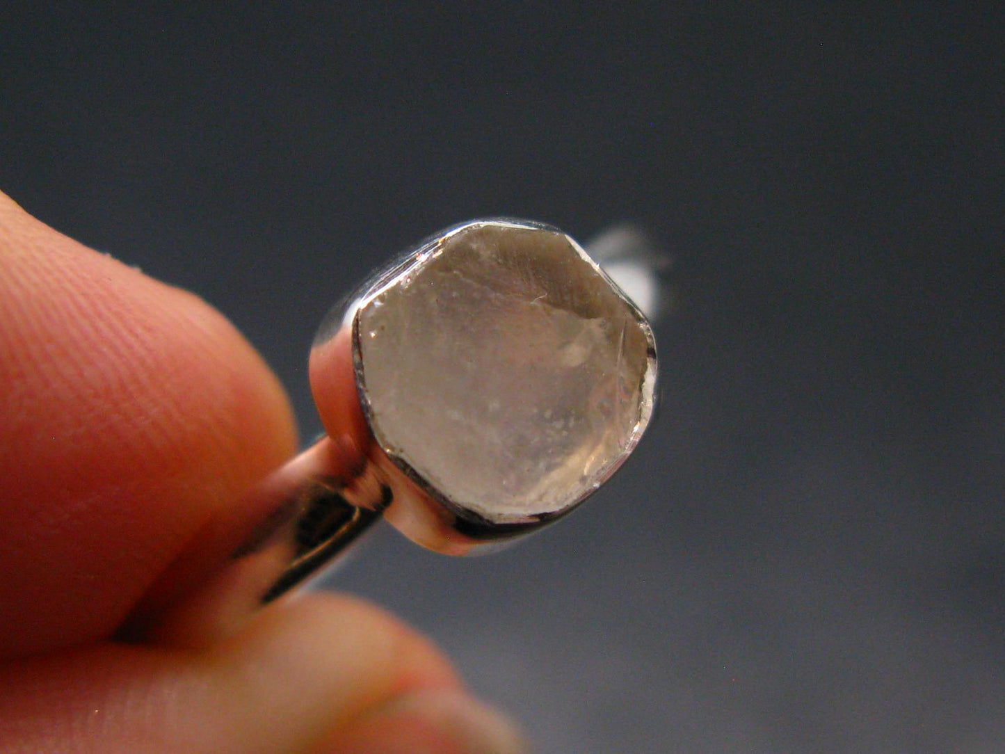 Phenakite Phenacite Crystal Silver Ring From Russia - Size 8 - 1.84 Grams