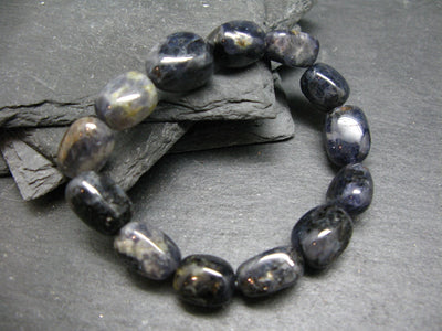 Iolite Cordierite Genuine Bracelet ~ 7 Inches ~ 14mm Tumbled Beads