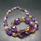 Amethyst & Citrine Necklace From Brazil - 20" - 56.38 Grams