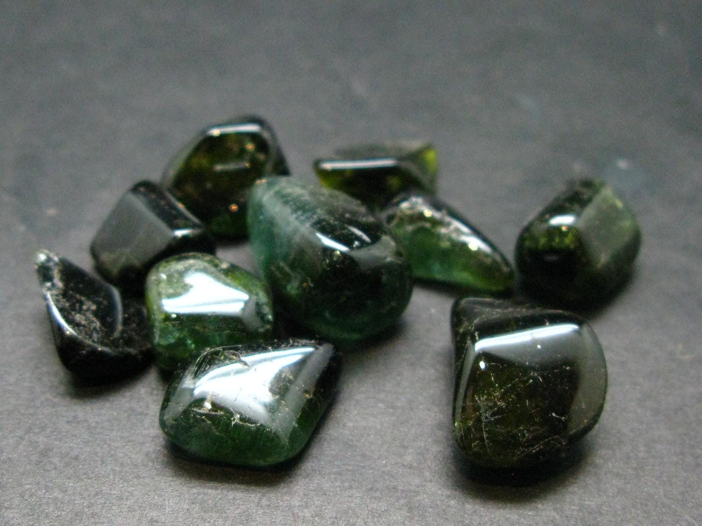 Rare Lot of 10 Green Tourmaline Tumbled Stones From Brazil - 60.75 Carats