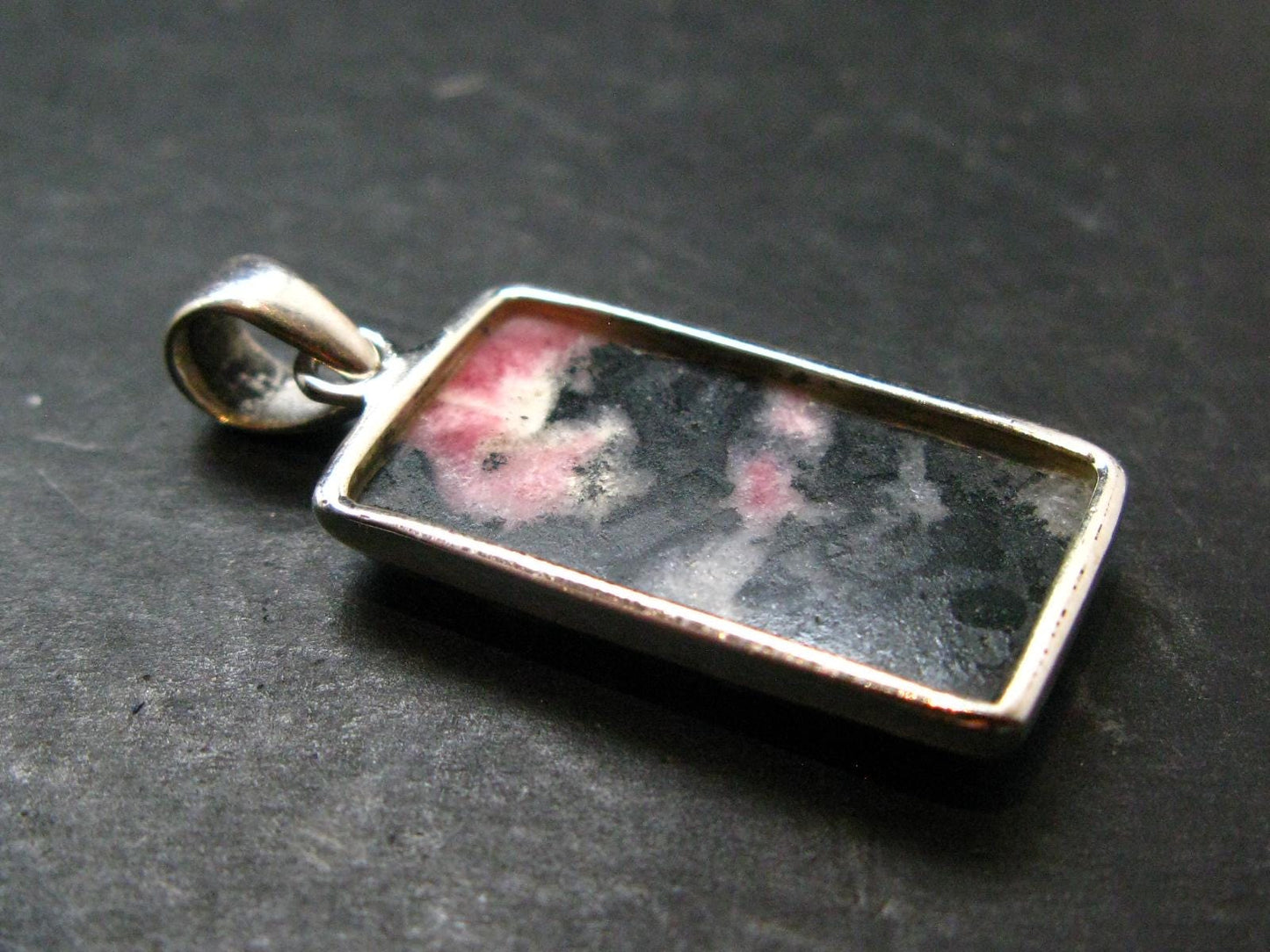 Rare Pink Tugtupite Sterling Silver Pendant From Greenland - 1.4" - 4.21 Grams