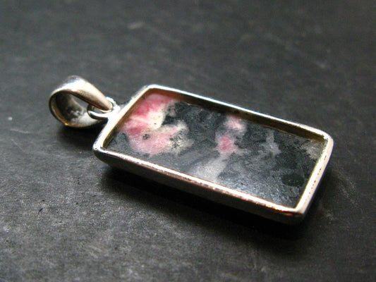 Rare Pink Tugtupite Sterling Silver Pendant From Greenland - 1.4" - 4.21 Grams