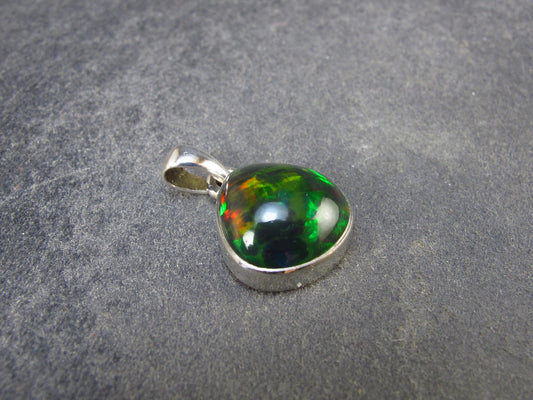 Rare Black Opal Sterling Silver Pendant from Australia - 0.7" - 1.86 Grams