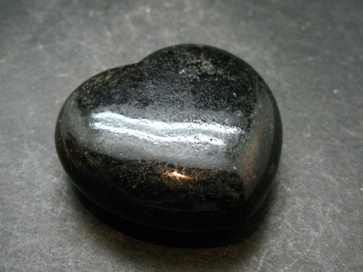 Large Nuumite Nuummite Polished Heart From Greenland - 80.64 Grams - 1.8"