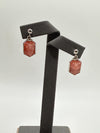 Natural Rhodochrosite Sterling Silver Drop Earrings | Pink Hexagon Crystal Earrings