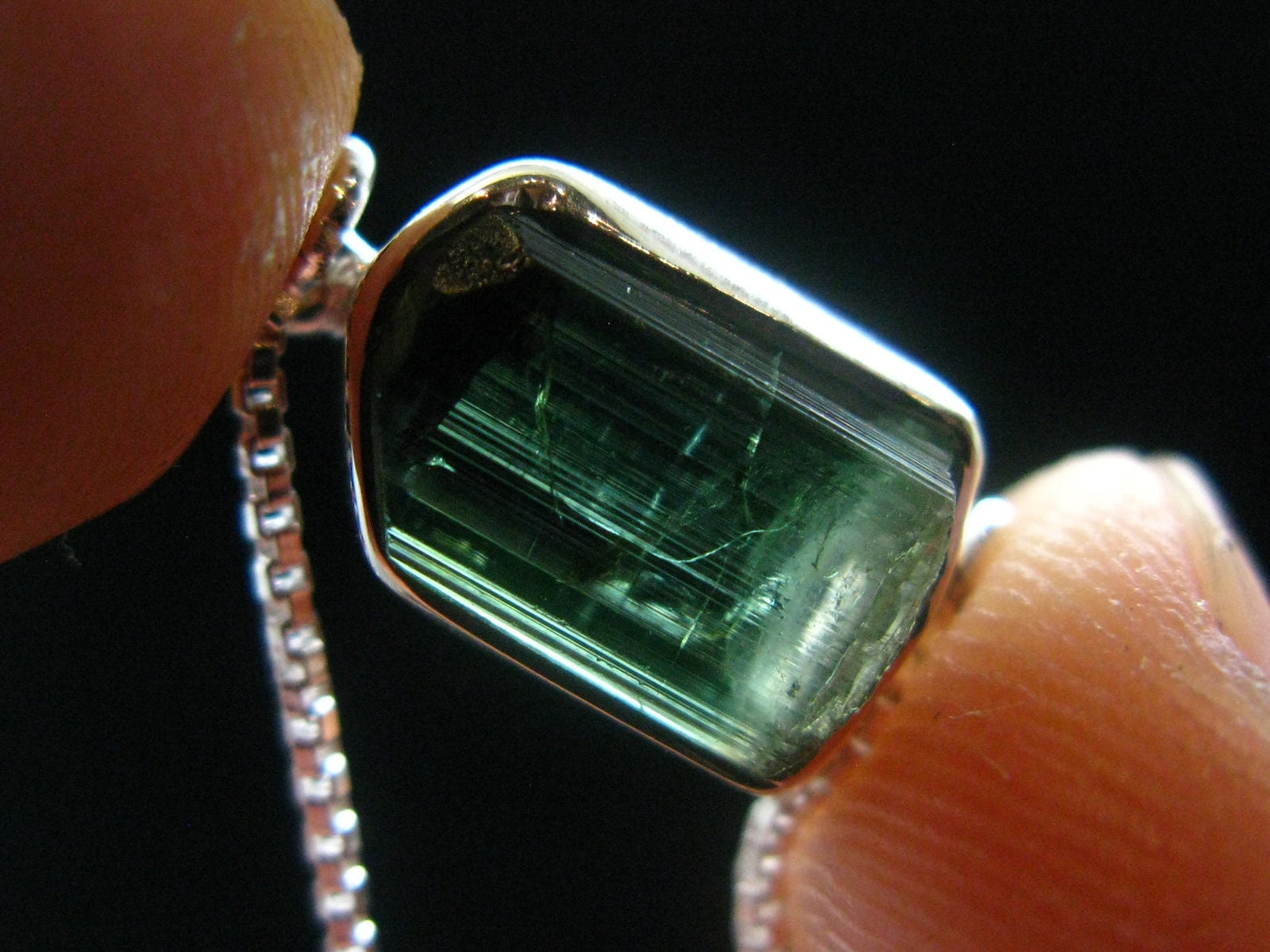 Green Tourmaline Silver Bracelet From Brazil - 4.33 Grams