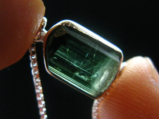 Green Tourmaline Silver Bracelet From Brazil - 4.33 Grams
