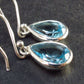 Pear Shaped Faceted Natural Sky Blue Topaz Dangle 925 Silver Earrings from Brazil - 1.2" - 4.6 Grams