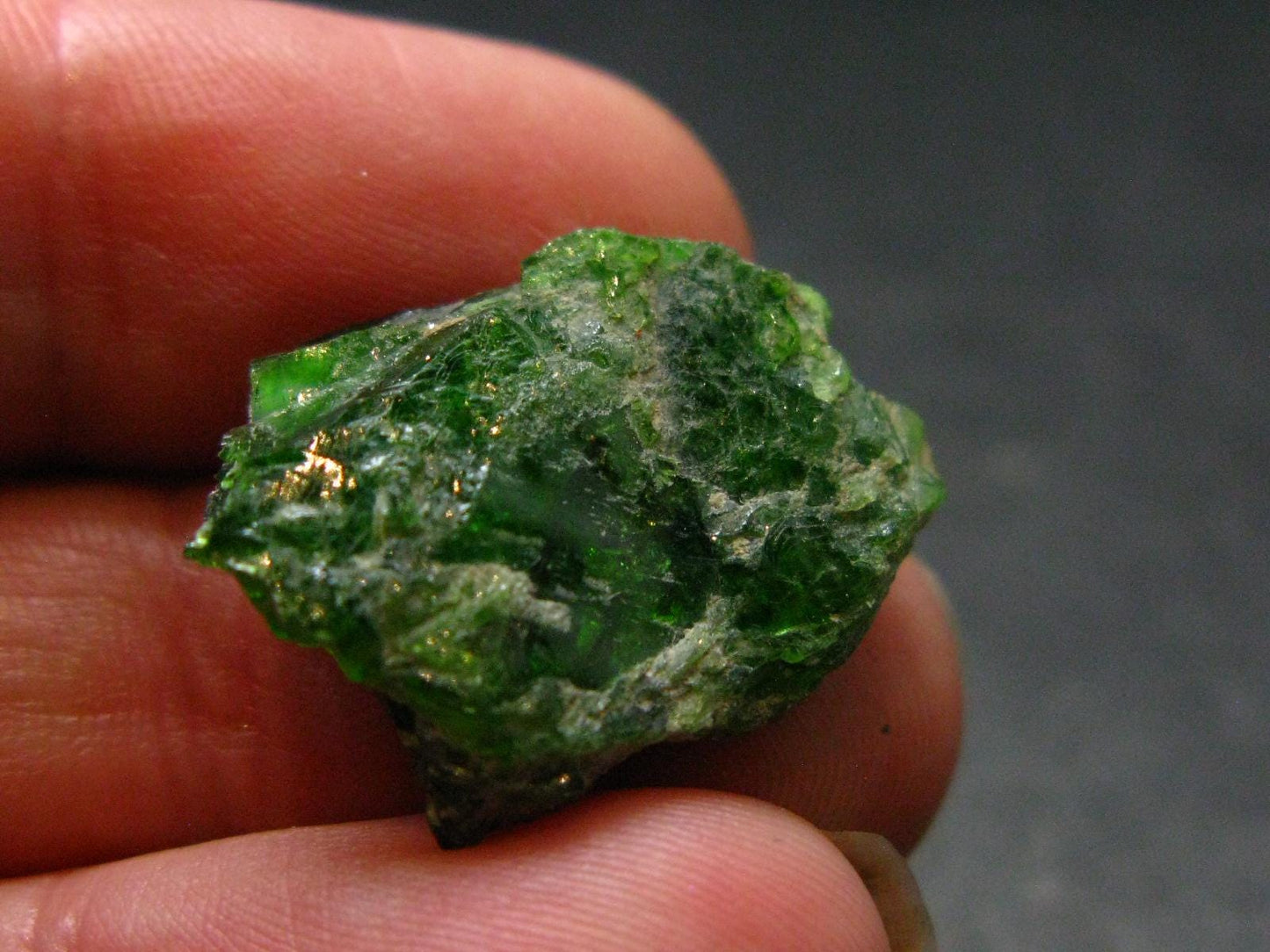 Gemmy Raw Natural Intense Forest Green Chrome Diopside Raw Piece from Russia - 0.7"