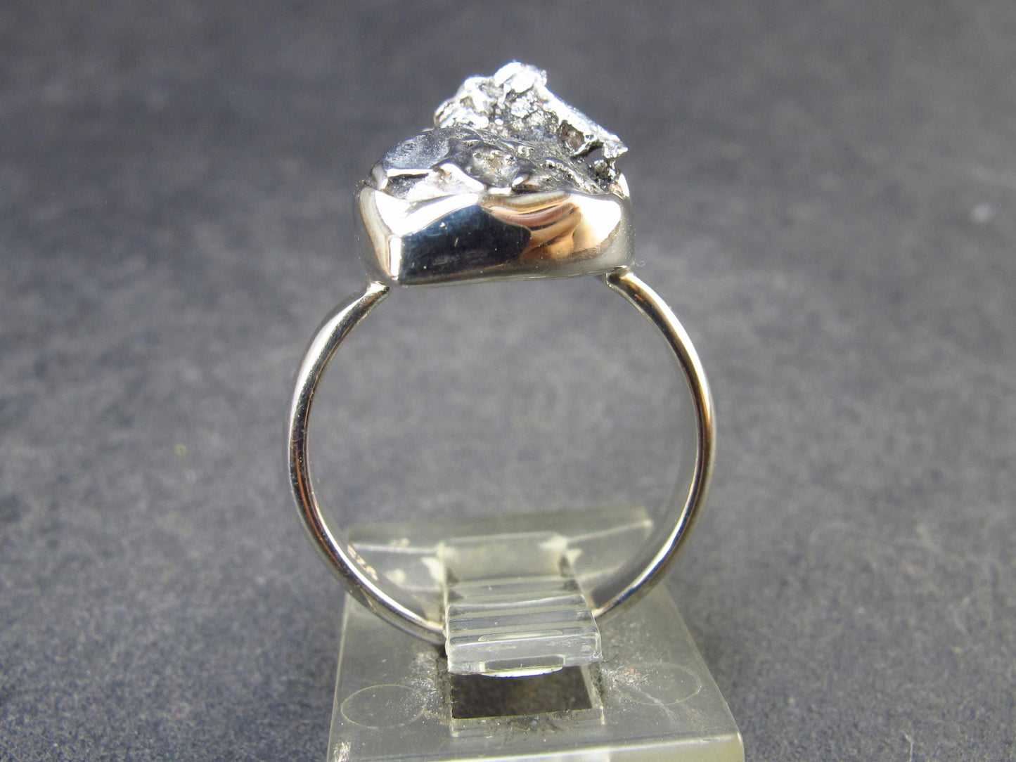 Large Meteorite Campo Del Cielo Sterling Silver Ring from Argentina - 4.90 Grams - Size 6