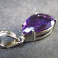 Large Genuine Rich Purple Faceted Amethyst Sterling Silver Pendant From Brazil - 1.2" - 4.65 Grams