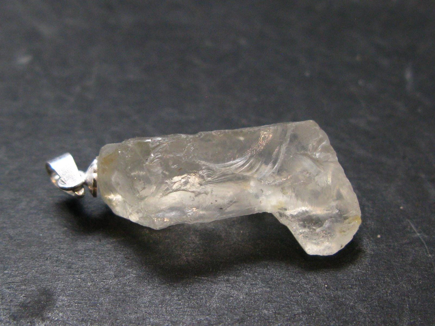 Clear Petalite Crystal Silver Pendant from Brazil - 1.3" - 3.63 Grams