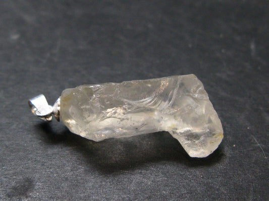 Clear Petalite Crystal Silver Pendant from Brazil - 1.3" - 3.63 Grams
