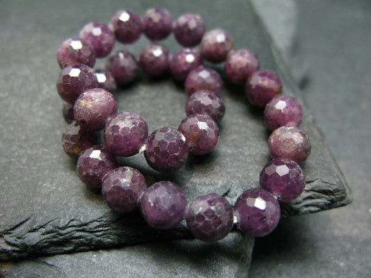 Purple Sapphire Genuine Bracelet ~ 7 Inches ~ 6mm Round Facetted Beads