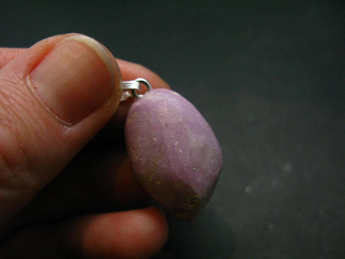 Phosphosiderite Tumbled Silver Pendant From Peru - 1.2"