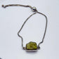 Raw Chrysoberyl Adjustable Bracelet Yellow Green Gemstone Silver Crystal Bracelet